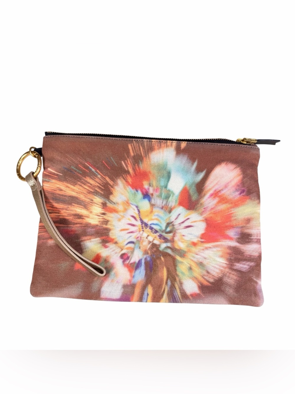 Unique India Hicks Canvas Clutch Wristlet Psychedelic Colorful Wristlet Clutch
